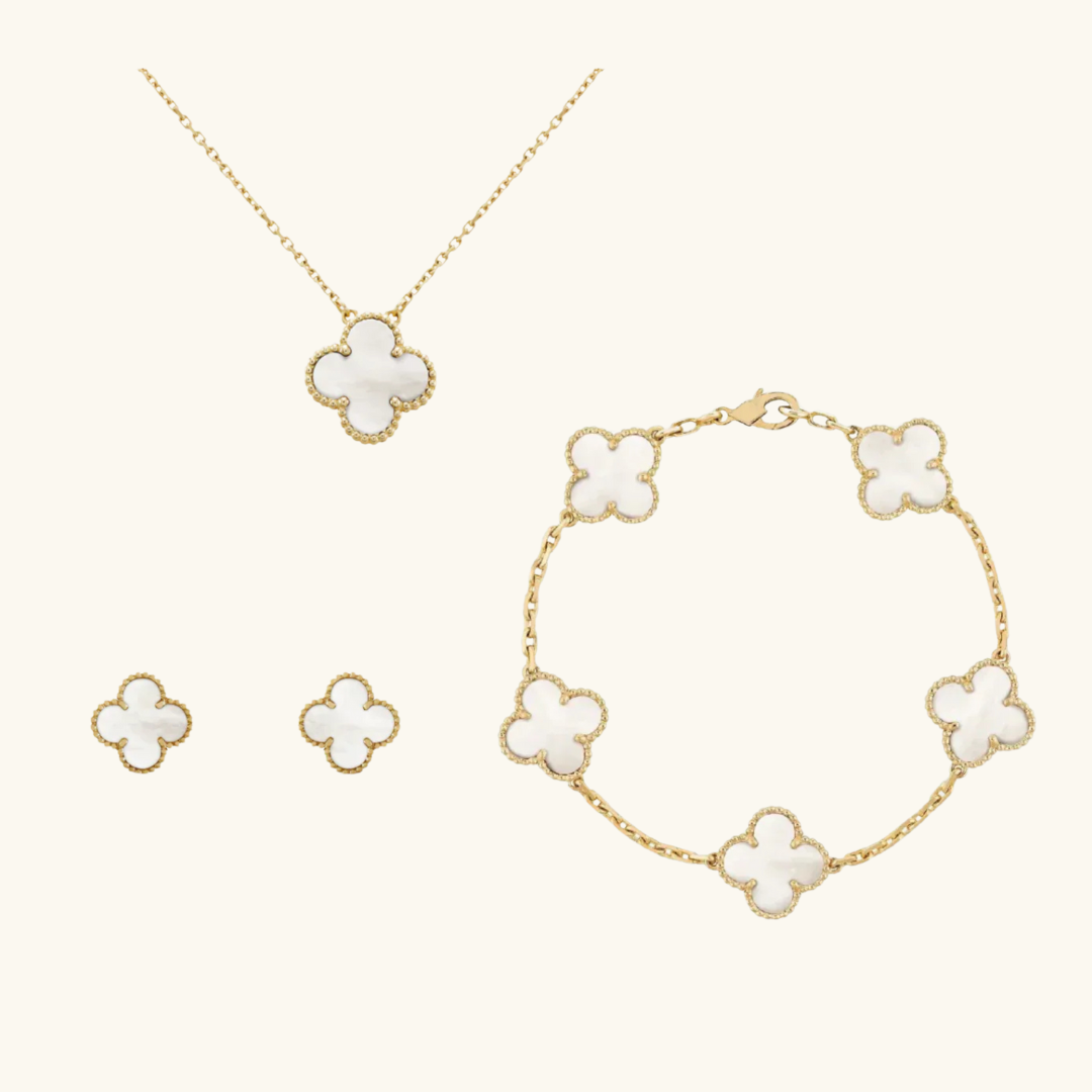 CLOVER | First-Class Golden White Pairing | Tiva Jewelry