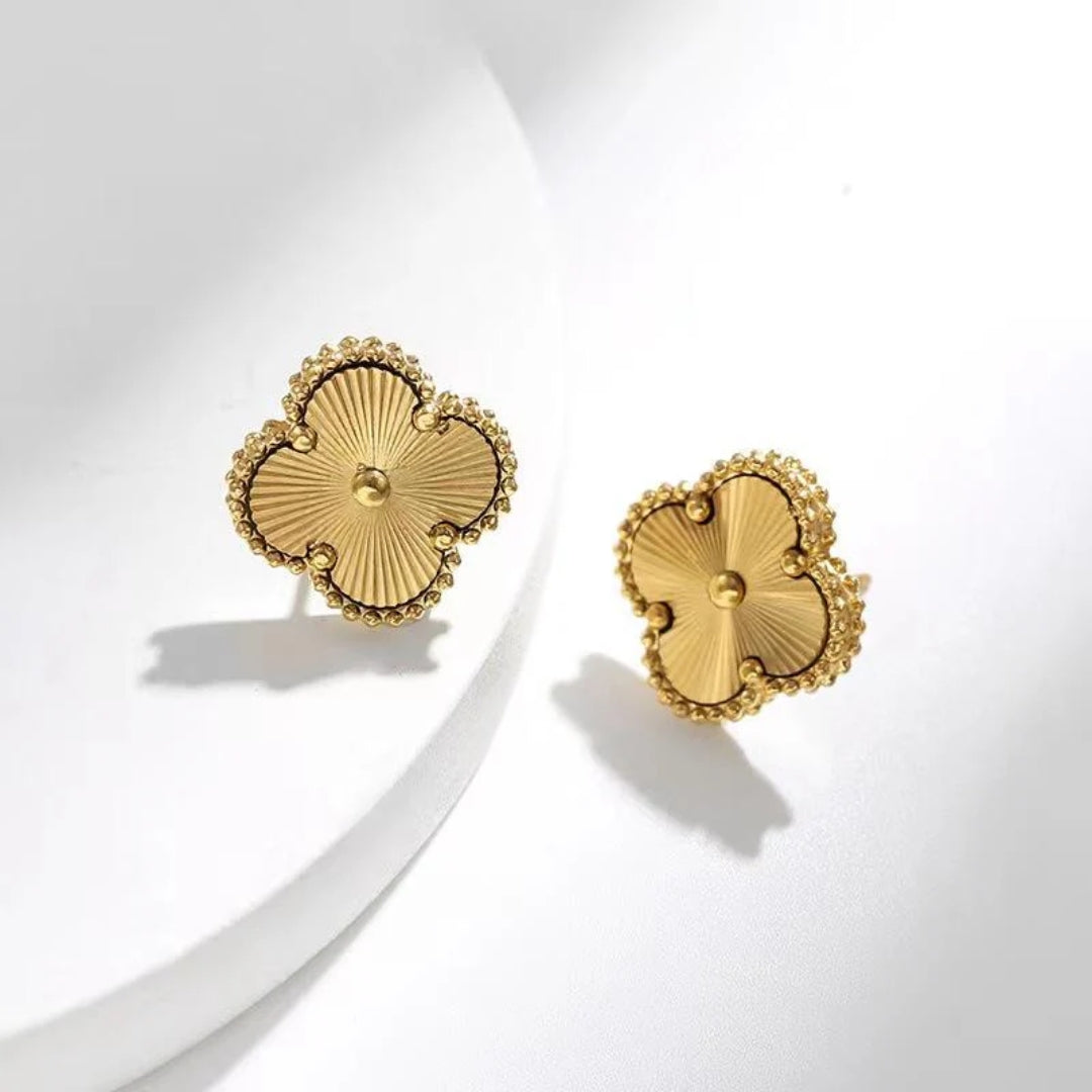 CLOVER Gold Earrings - Graceful Clover Design | Tiva Jewelry