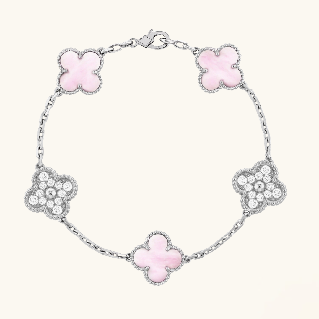 CLOVER Elite Pink & Silver Bracelet | Tiva Jewelry