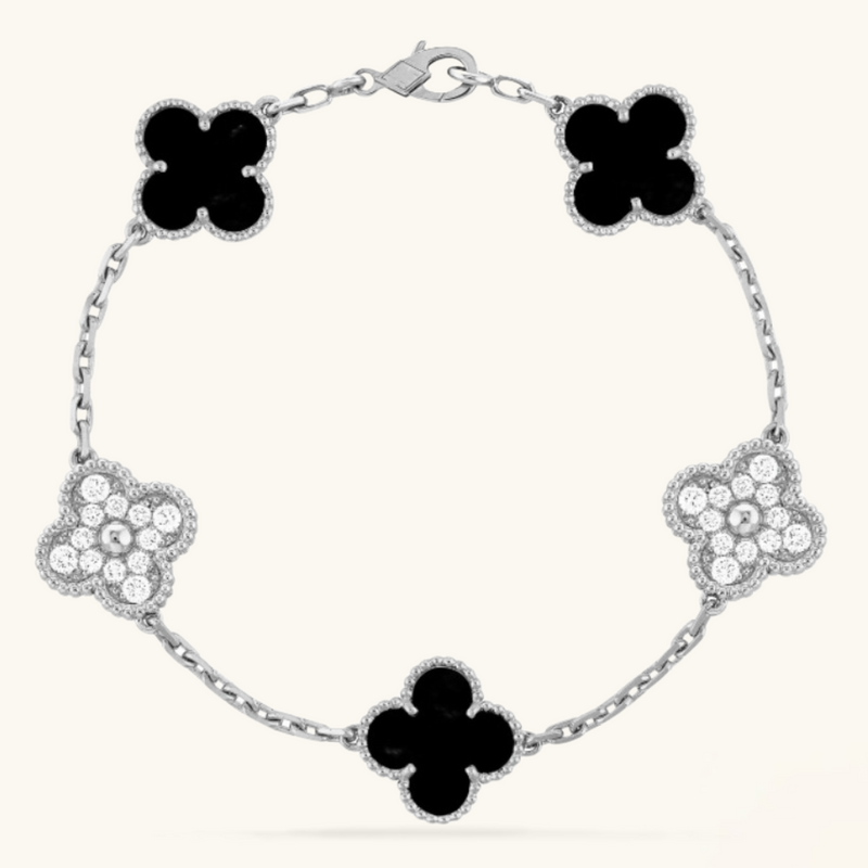 CLOVER Grand Black & Silver Bracelet | Tiva Jewelry