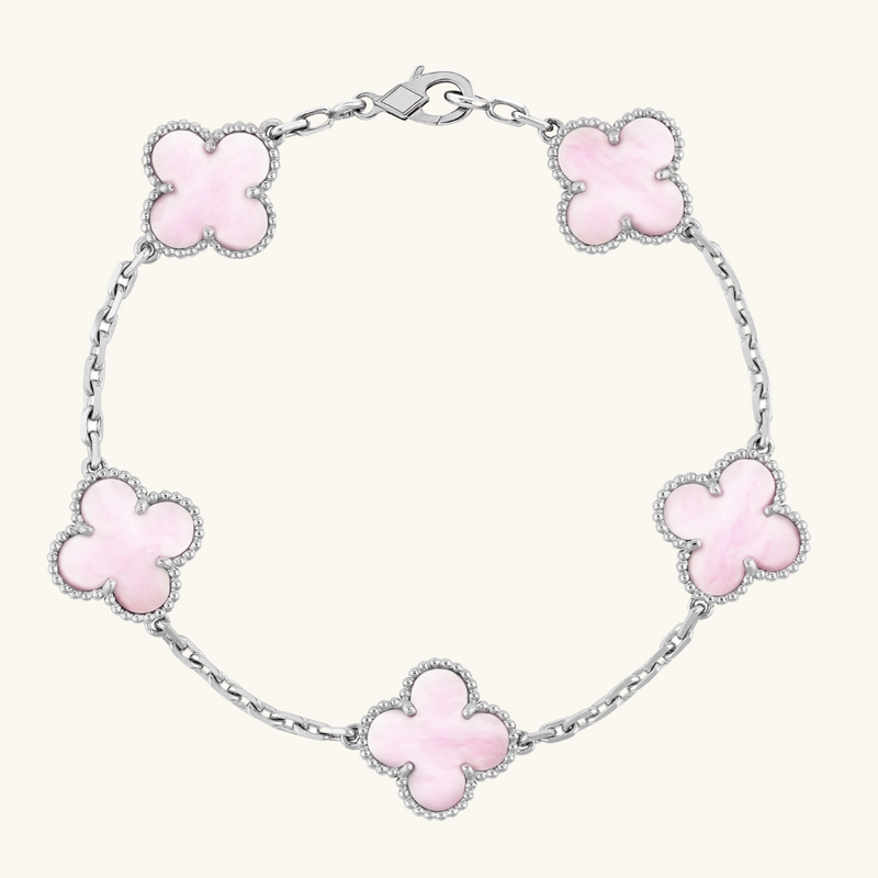 CLOVER Pink and Silver Bracelet - Two-Tone Elegance | Tiva Jewelry