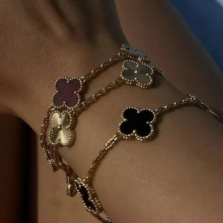 Clover Black & Silver Bracelet | Tiva Jewelry