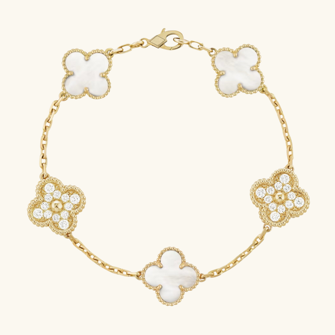 CLOVER Elite Golden-White Bracelet | Tiva Jewelry