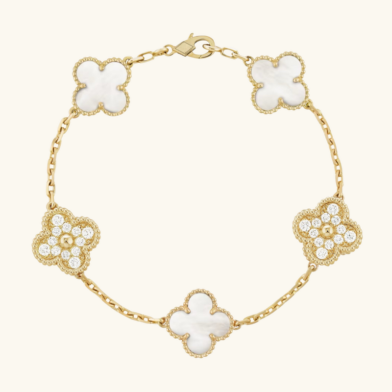 CLOVER Elite Golden-White Bracelet | Tiva Jewelry