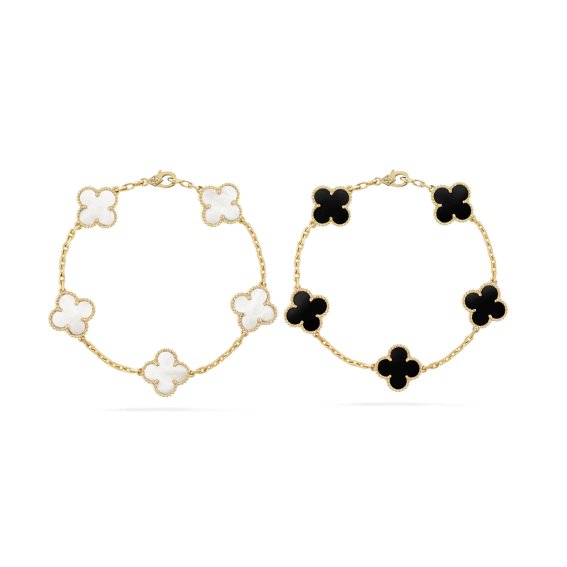 2-Piece Clover Bracelet Collection - Black/White | Tiva Jewelry