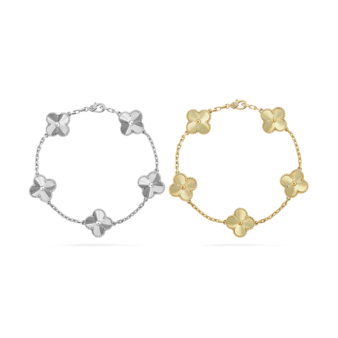 2-Piece Clover Bracelet Collection - Silver/Gold | Tiva Jewelry