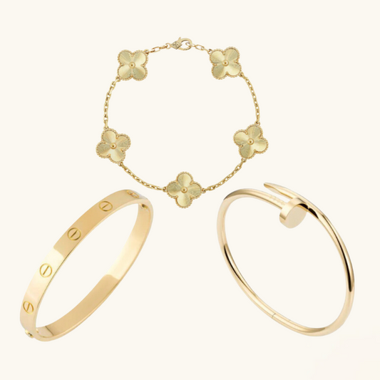 3-Piece Bracelet Ensemble - Gold | Tiva Jewelry