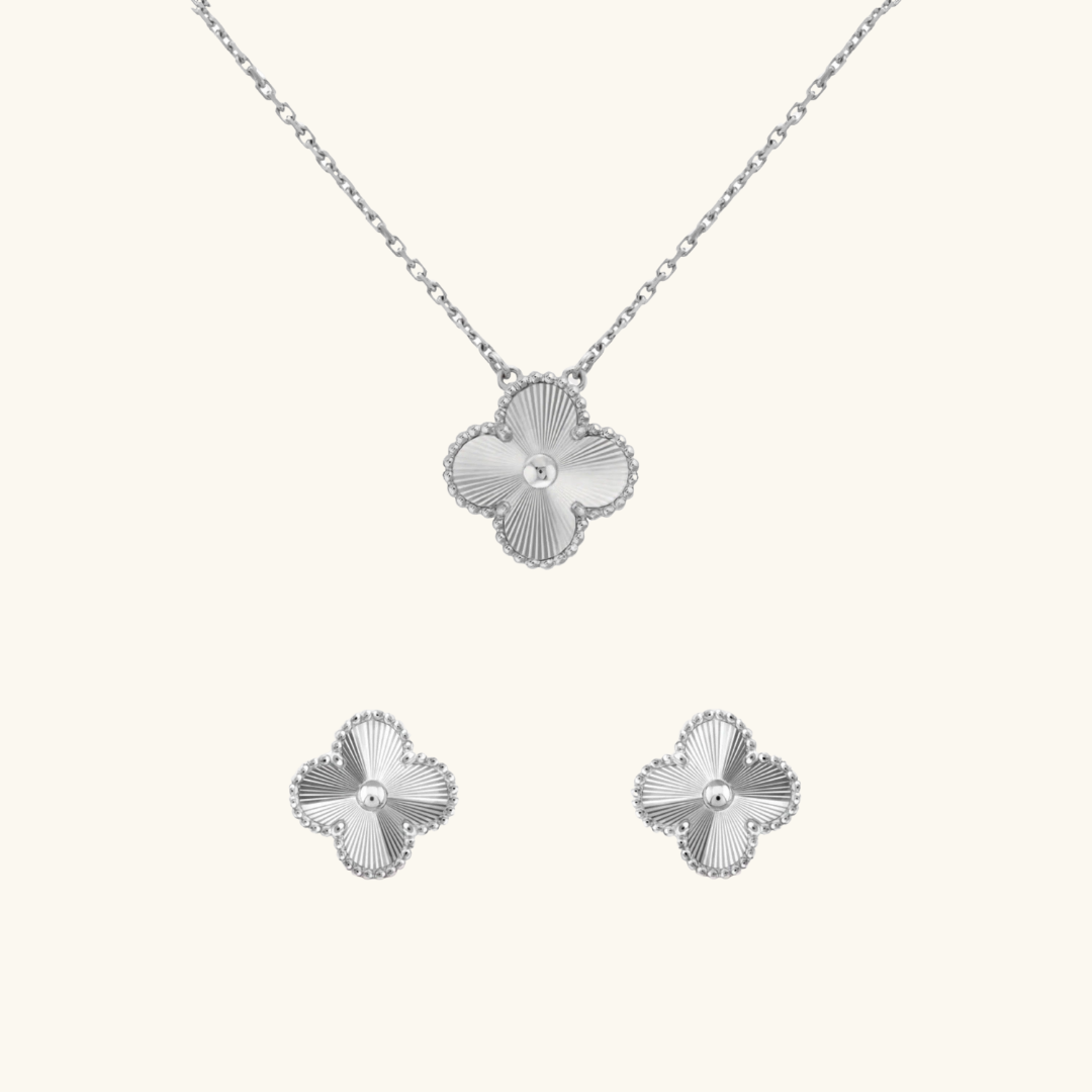 CLOVER | Silver Guilloché 2-Pairing | Tiva Jewelry