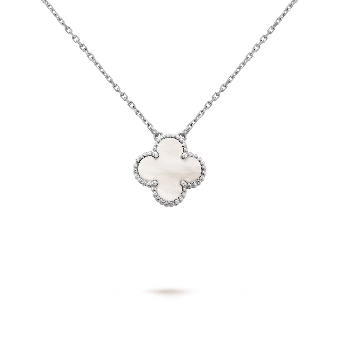 CLOVER White and Silver Necklace | Tiva Jewelry