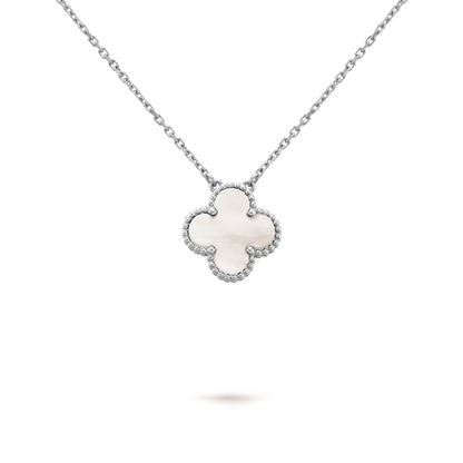CLOVER White and Silver Necklace | Tiva Jewelry