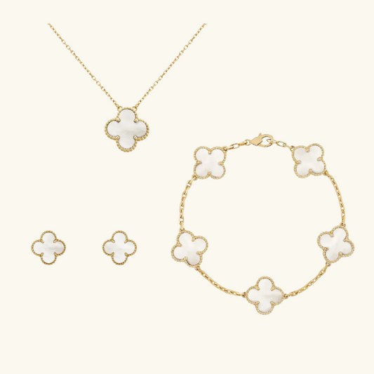 CLOVER | First-Class Golden White Pairing | Tiva Jewelry