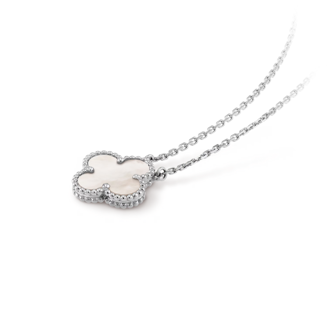 CLOVER White and Silver Necklace | Tiva Jewelry