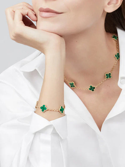 CLOVER | 10-Motif Green Necklace - Vibrant Green Standout Piece
