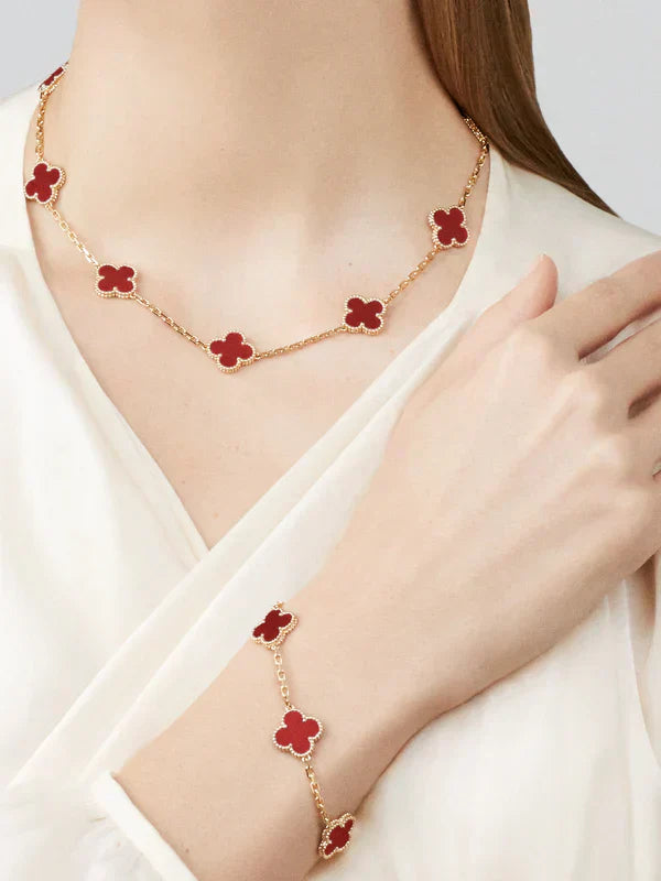 CLOVER | Red Necklace with 10 Motifs | Tiva Jewelry