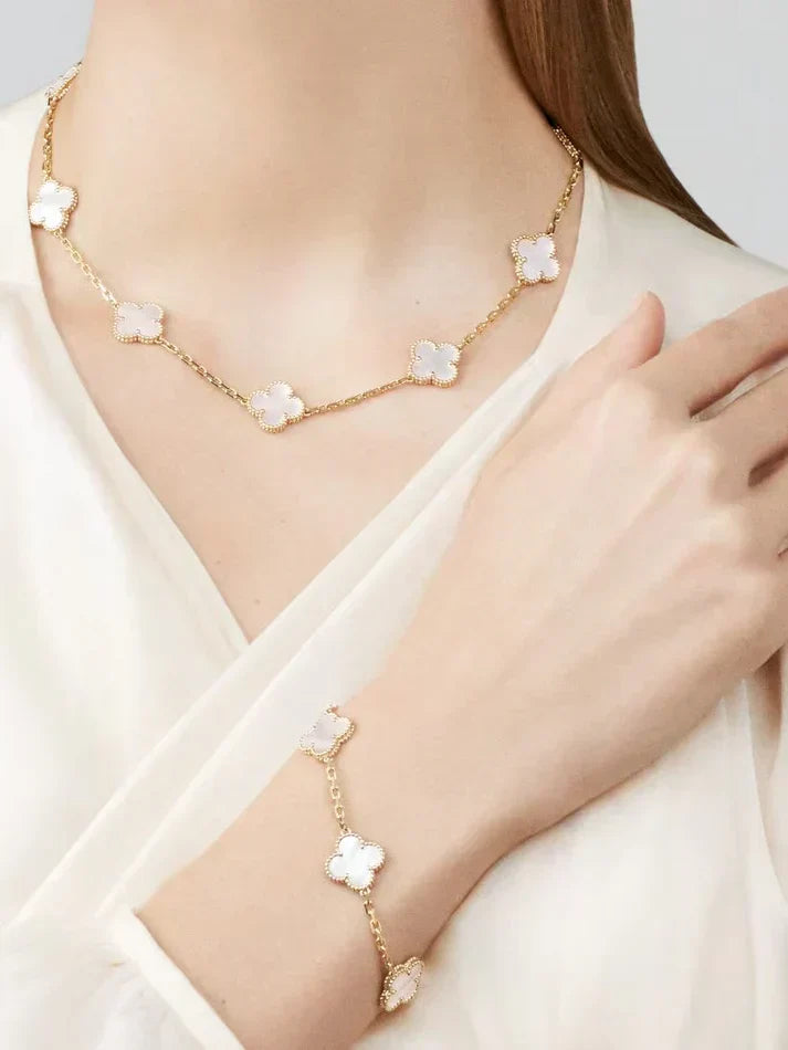 CLOVER | 10-Motif White Necklace - Current & Chic | Tiva Jewelry