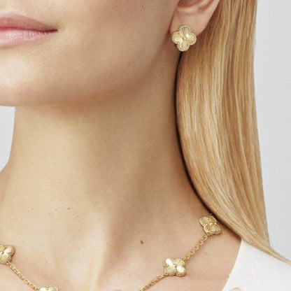 CLOVER Gold Earrings - Graceful Clover Design | Tiva Jewelry
