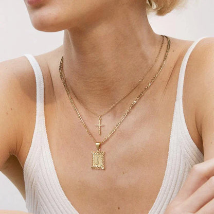 2pc 14k Initial & Cross Necklace Collection | Tiva Jewelry