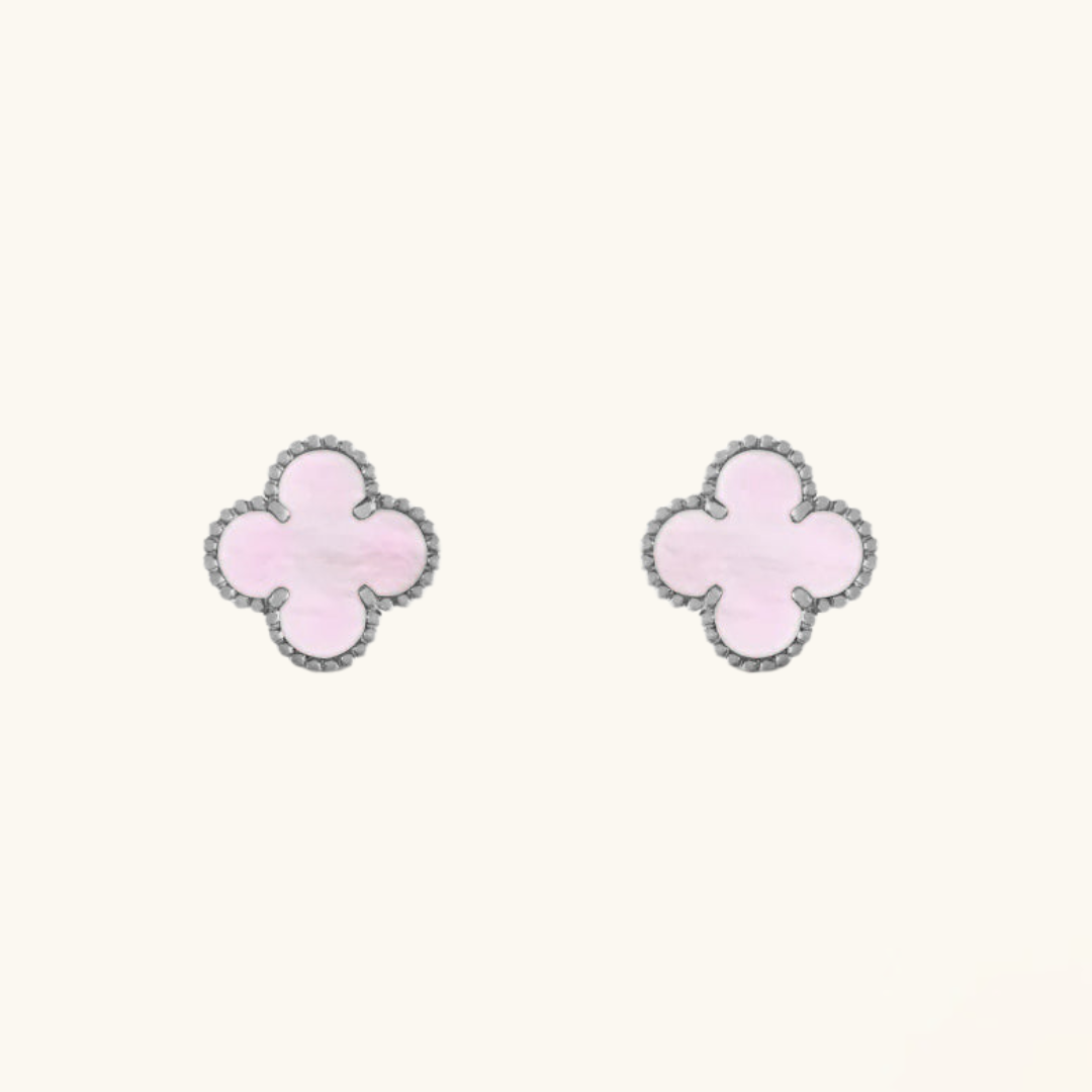 CLOVER Pink and Silver Two-Tone Earrings | Tiva Jewelry