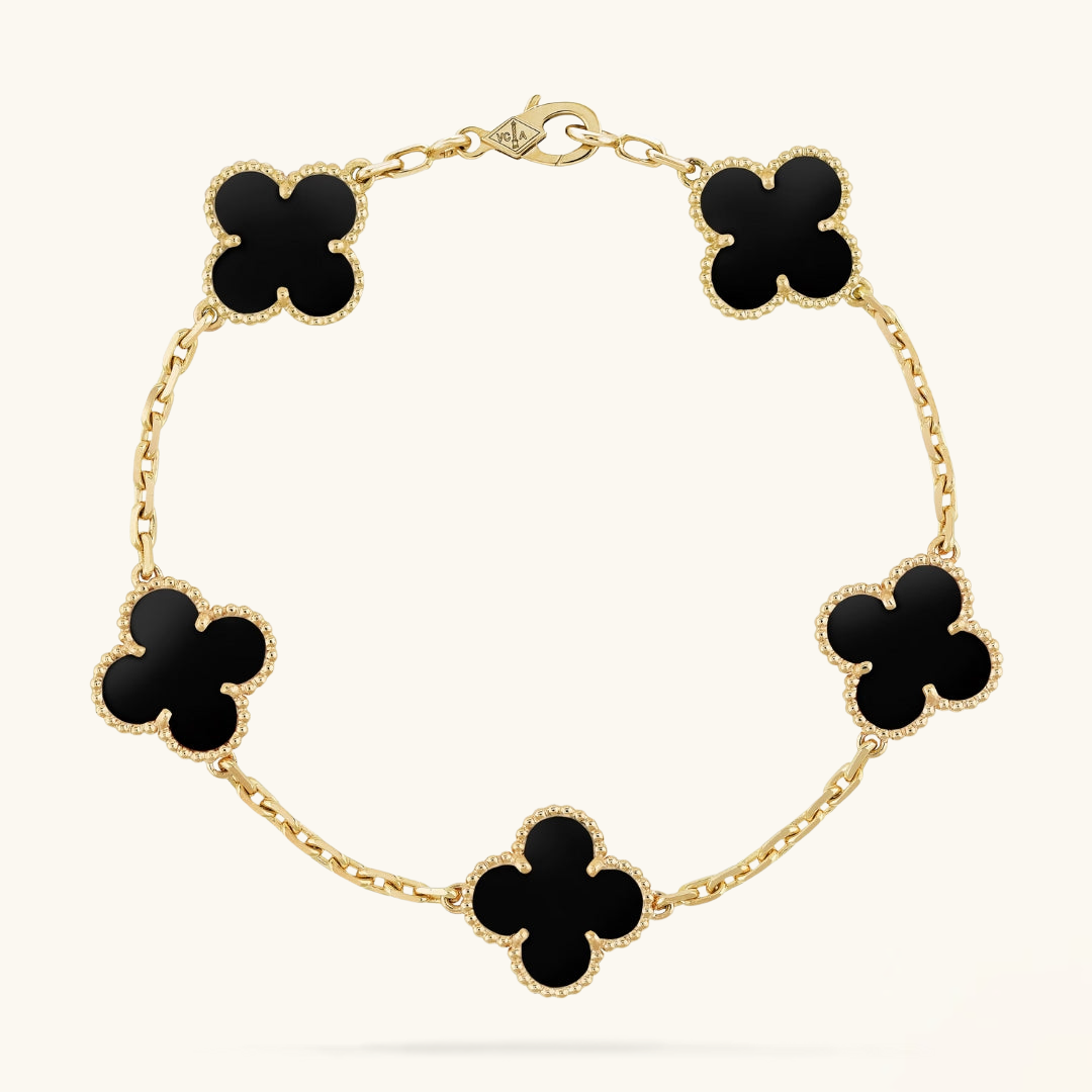 CLOVER Black & Gold Two-Tone Bracelet | Tiva Jewelry