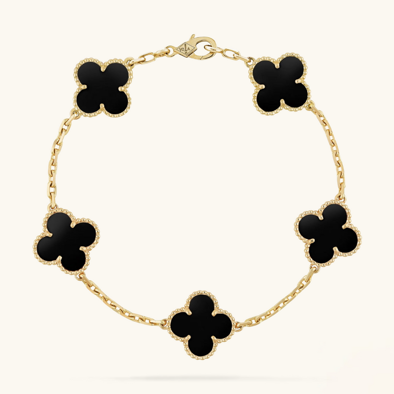 CLOVER Black & Gold Two-Tone Bracelet | Tiva Jewelry