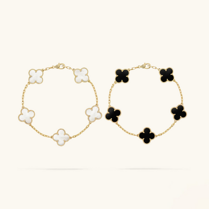 2-Piece Clover Bracelet Collection - Black/White | Tiva Jewelry
