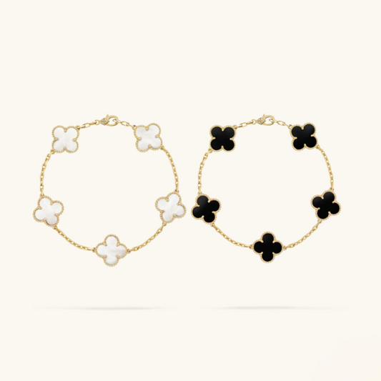 2-Piece Clover Bracelet Collection - Black/White | Tiva Jewelry