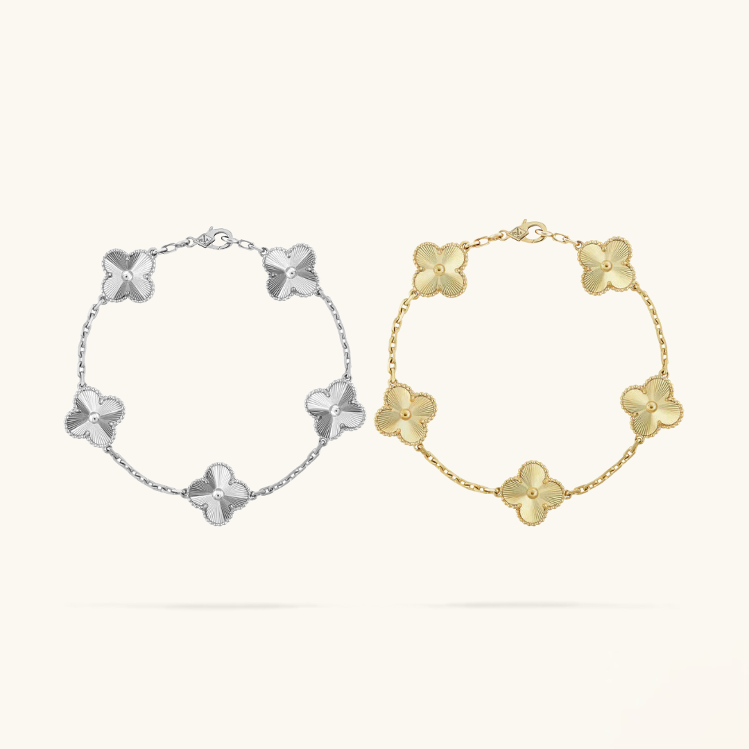 2-Piece Clover Bracelet Collection - Silver/Gold | Tiva Jewelry