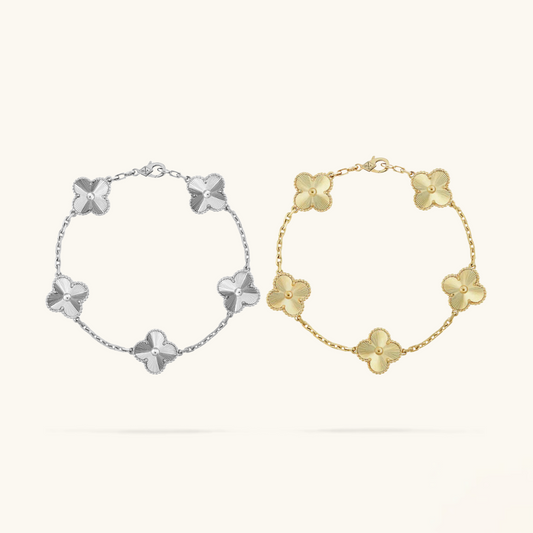 2-Piece Clover Bracelet Collection - Silver/Gold | Tiva Jewelry