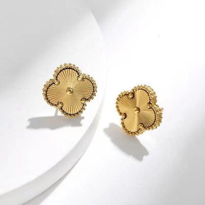 CLOVER Gold Earrings - Graceful Clover Design | Tiva Jewelry
