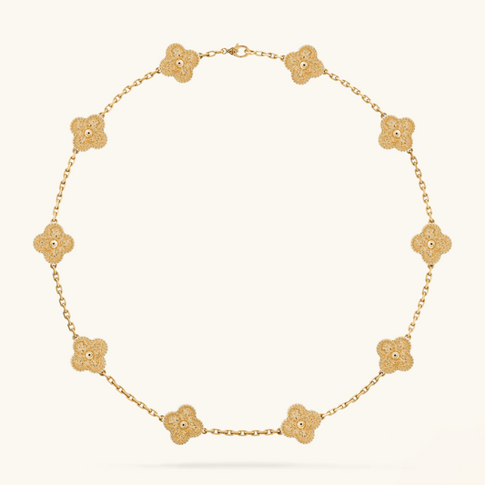CLOVER | 10-Motif Gold Necklace | Tiva Jewelry