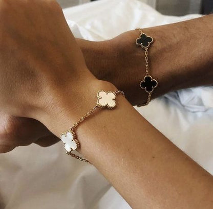 2-Piece Clover Bracelet Collection - Black/White | Tiva Jewelry