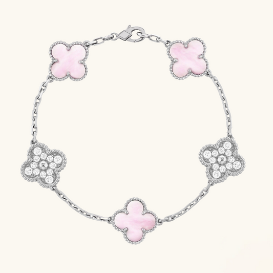 CLOVER Elite Pink & Silver Bracelet | Tiva Jewelry