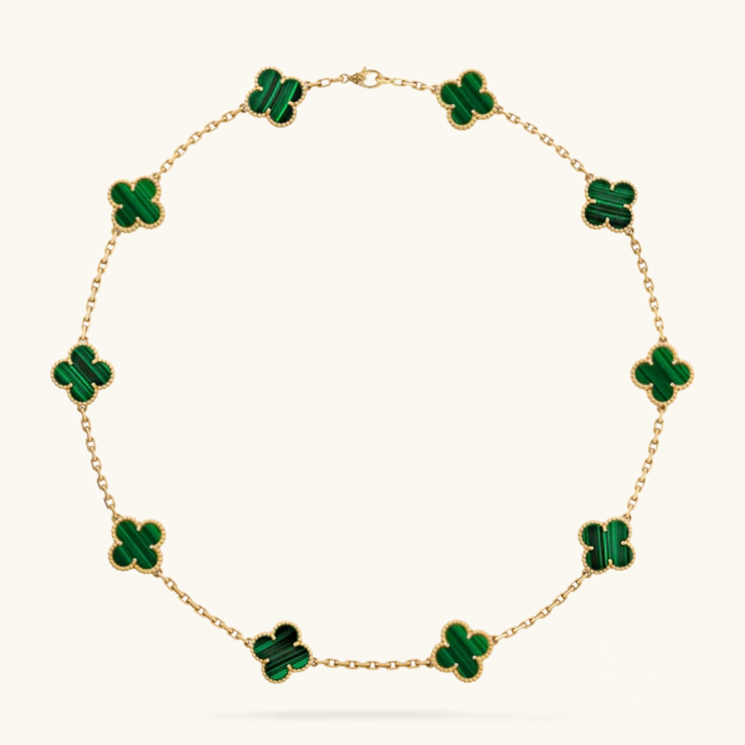 CLOVER | 10-Motif Green Necklace - Vibrant Green Standout Piece
