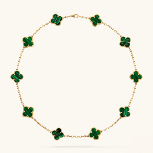 CLOVER | 10-Motif Green Necklace - Vibrant Green Standout Piece