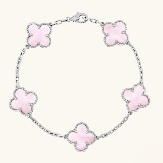 CLOVER Pink and Silver Bracelet - Two-Tone Elegance | Tiva Jewelry