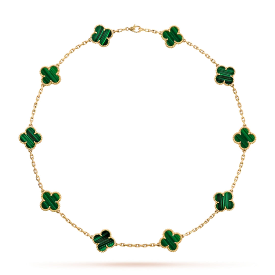 CLOVER | 10-Motif Green Necklace - Vibrant Green Standout Piece