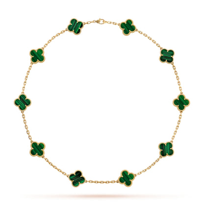 CLOVER | 10-Motif Green Necklace - Vibrant Green Standout Piece