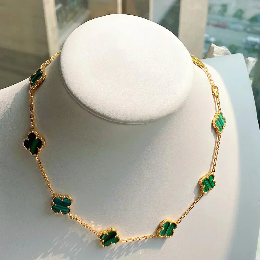 CLOVER | 10-Motif Green Necklace - Vibrant Green Standout Piece