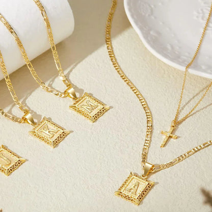 2pc 14k Initial & Cross Necklace Collection | Tiva Jewelry
