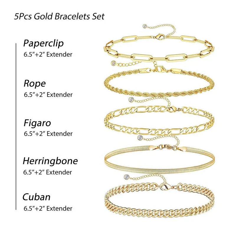 5pc Classic Bracelets Stack | Tiva Jewelry