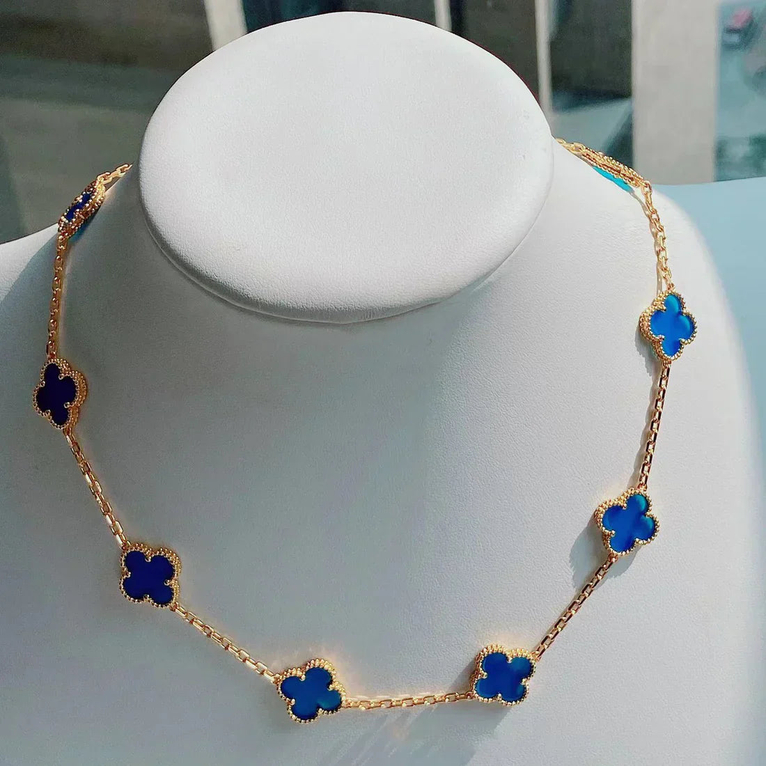 CLOVER | 10-Motif Blue Necklace | Tiva Jewelry