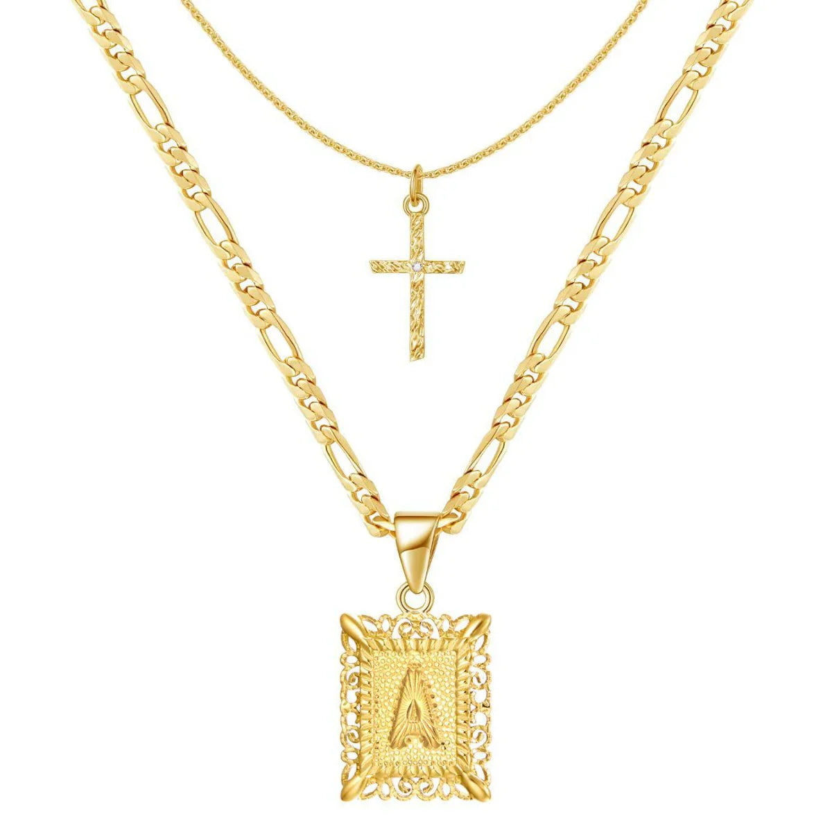 2pc 14k Initial & Cross Necklace Collection | Tiva Jewelry