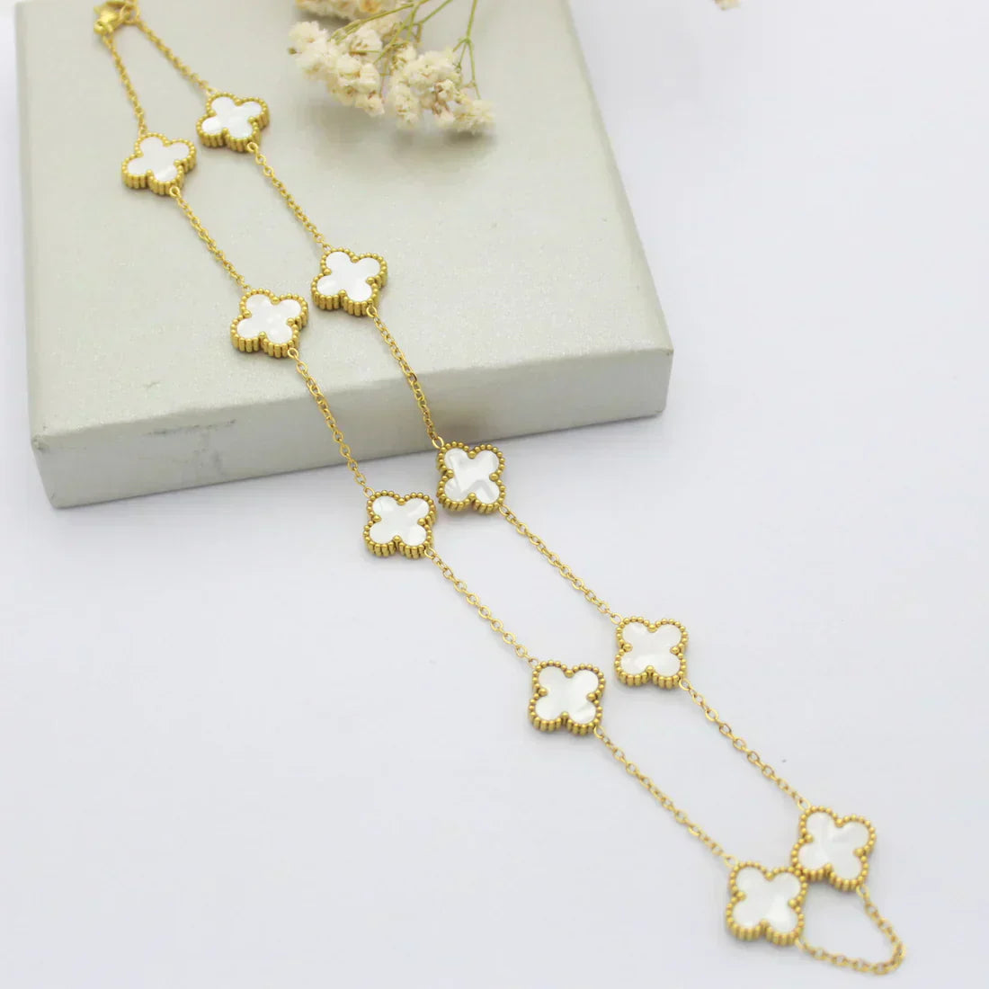 CLOVER | 10-Motif White Necklace - Current & Chic | Tiva Jewelry