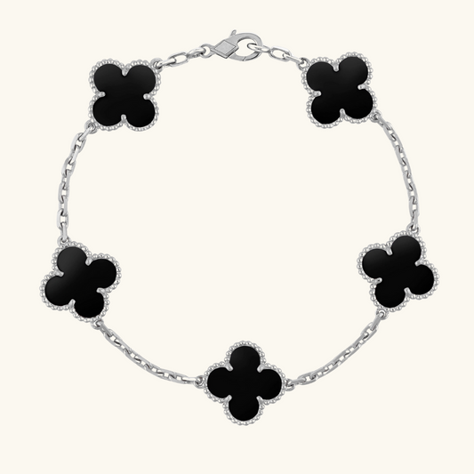 Clover Black & Silver Bracelet | Tiva Jewelry