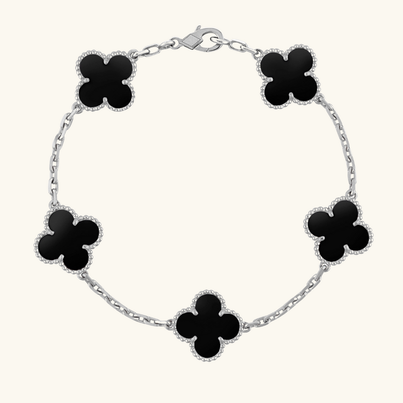 Clover Black & Silver Bracelet | Tiva Jewelry