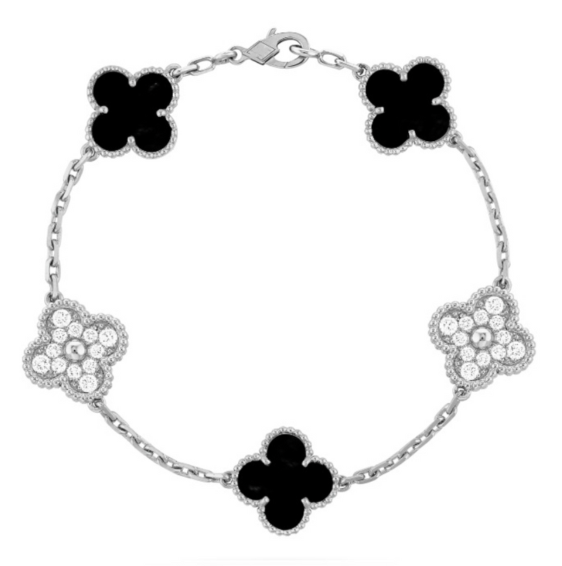 CLOVER Grand Black & Silver Bracelet | Tiva Jewelry
