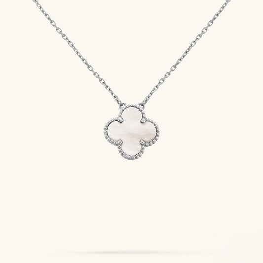 CLOVER White and Silver Necklace | Tiva Jewelry
