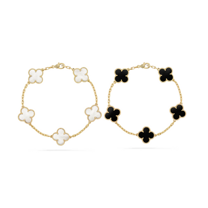 2-Piece Clover Bracelet Collection - Black/White | Tiva Jewelry