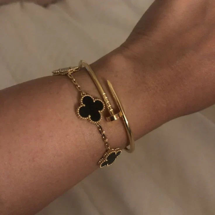 CLOVER Black & Gold Two-Tone Bracelet | Tiva Jewelry