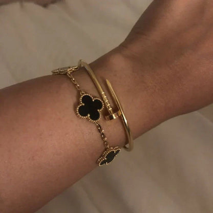 Clover Black & Silver Bracelet | Tiva Jewelry